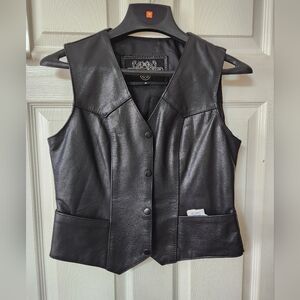 Women's Black Leather Vest